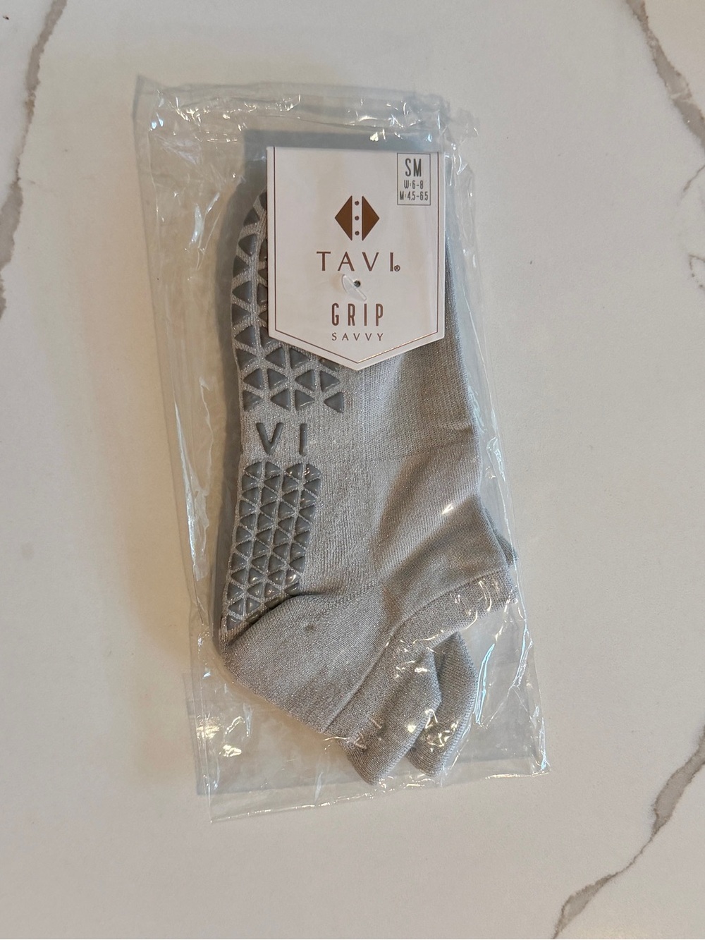 Tavi Grip Savvy Non-Slip Low-Cut Socks - Light Gray